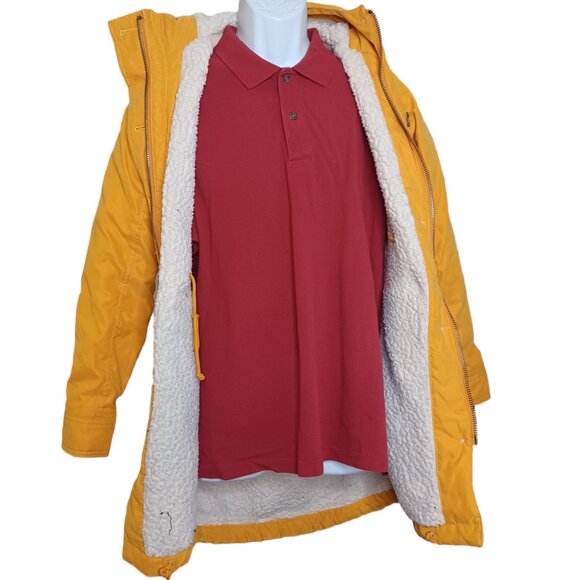 Abercrombie and Fitch Womens Hooded Jacket XS Yellow Sherpa Lining Zip Buttons - Picture 6 of 9